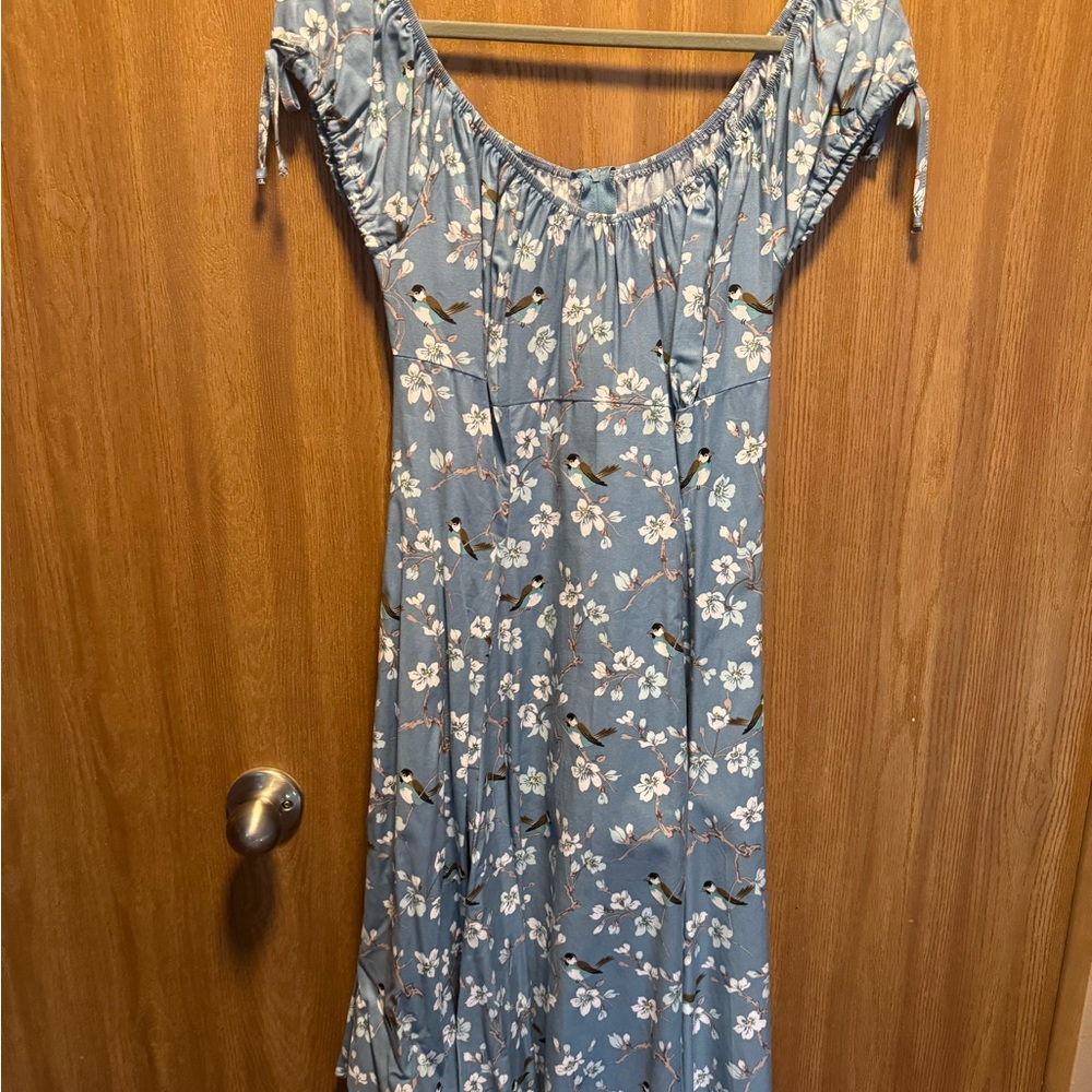 Blue Casual dress with Cap Sleeves